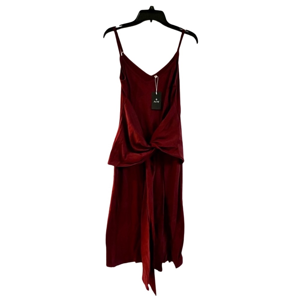 Sleeveless Midi Dress Square Neck Cutout Waist Drawstring Ruched Split Bodycon